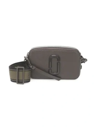 Shop Marc Jacobs The Snapshot Dtm Coated Leather Camera Bag In Ash