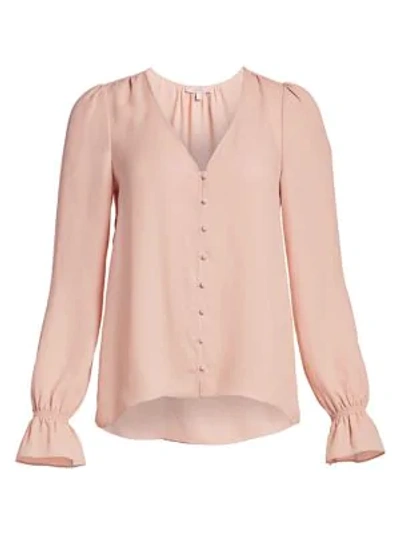 Shop Joie Bolona Long Puff-sleeve Blouse In Pink Sky