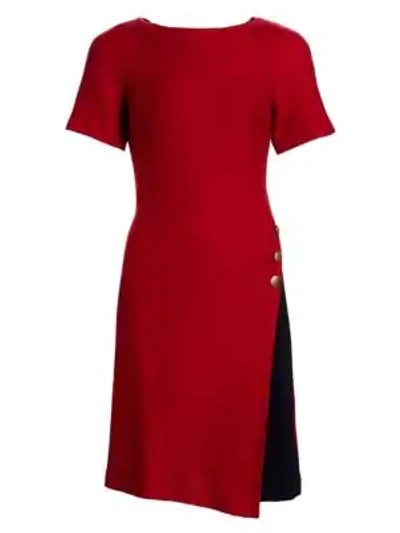 Shop St John Refined Texture Knit Dress In Red