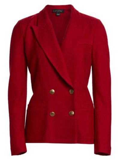 Shop St John Refined Texture Knit Jacket In Ruby