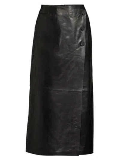 Shop Lafayette 148 Leyla Leather Skirt In Black
