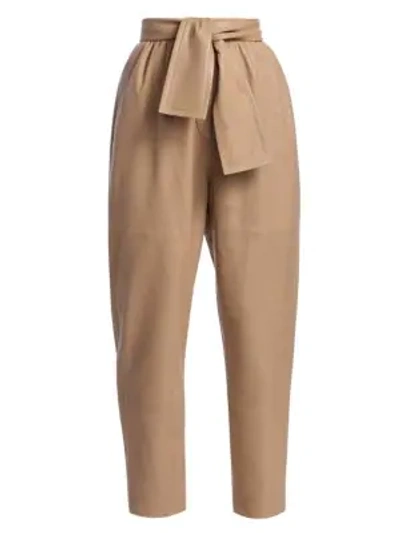 Shop Zimmermann Eye Spy Leather Pants In Sand