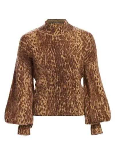 Shop Zimmermann Eye Spy Leopard Mohair & Wool-blend Puff-sleeve Sweater In Animal