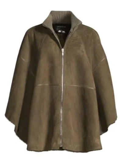 Shop Lafayette 148 Danika Shearling Reversible Poncho In Sagebrush