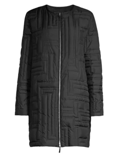 Shop Lafayette 148 Abdulla Geometric Quilted Mid-length Coat In Black