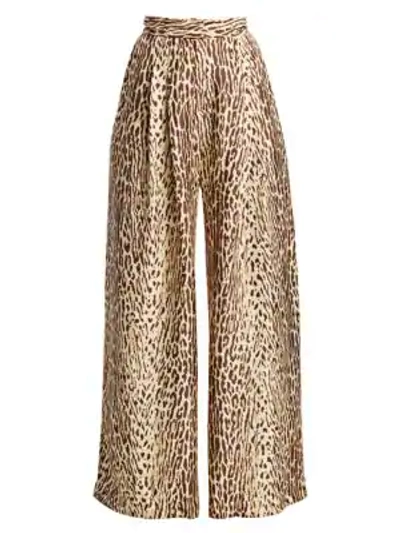 Shop Zimmermann Eye Spy Leopard Silk Wide-leg Trousers In Animal