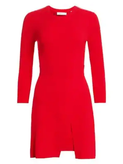 Shop A.l.c Hadley Front Slit Knit Sheath Dress In Apple Red