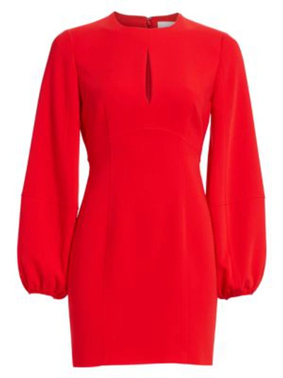 Shop Cinq À Sept Danica Puff-sleeve Mini Dress In Venetian Red