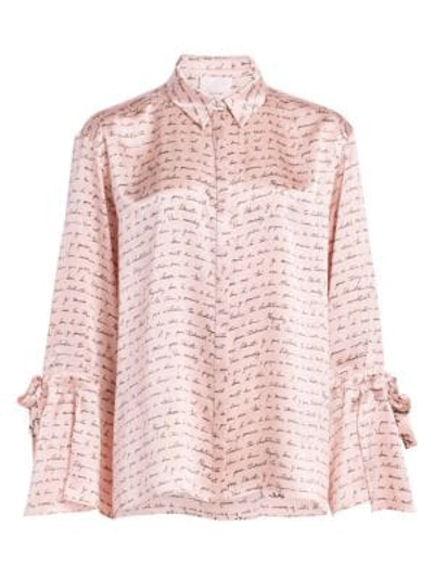 Shop Cinq À Sept Women's Elisia Love Letter Silk Blouse In Bellini Pink