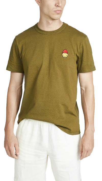 Shop Ami Alexandre Mattiussi Smiley Patch Tee In Olive