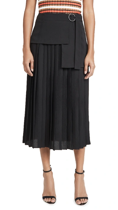 Shop Victoria Victoria Beckham Side Tie Pleat Skirt In Black
