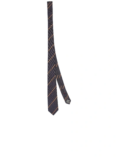 Shop Brunello Cucinelli Striped Tie In Blue