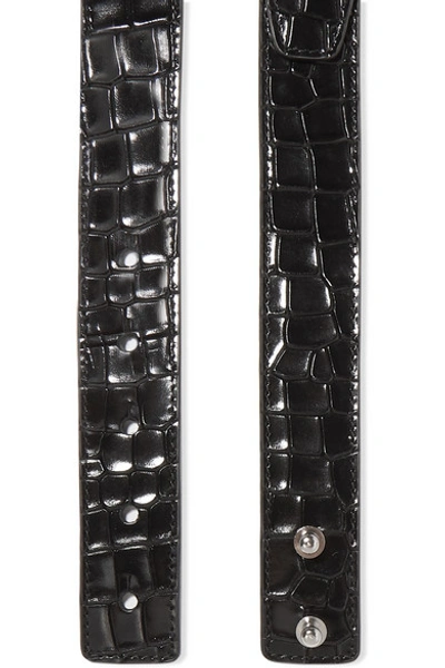 Shop Altuzarra Underwood Glossed Croc-effect Leather Belt In Black