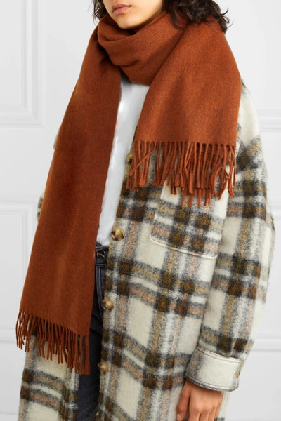 Acne Studios Fringed Mélange Wool Scarf In Brick