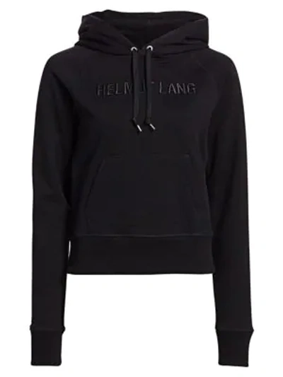 Shop Helmut Lang Logo Embroidery Hoodie In Black Basalt