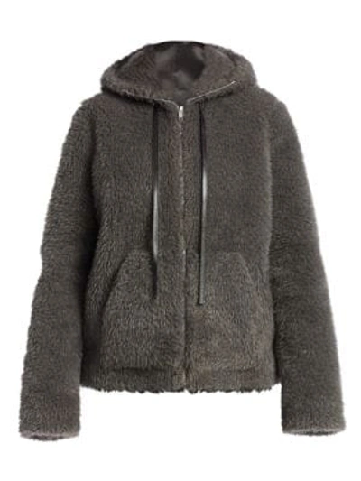 Shop Helmut Lang Shaggy Faux Fur Bomber In Charcoal Melange