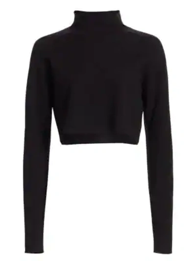 Shop Helmut Lang Cropped Turtleneck Sweater In Black