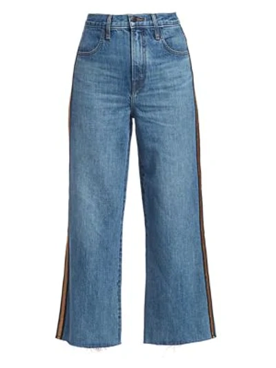 Shop J Brand Joan High-rise Metallic Stripe Crop Wide-leg Jeans In Quintessential