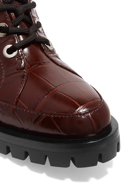 Shop 3.1 Phillip Lim / フィリップ リム Hayett Croc-effect Leather Ankle Boots In Burgundy