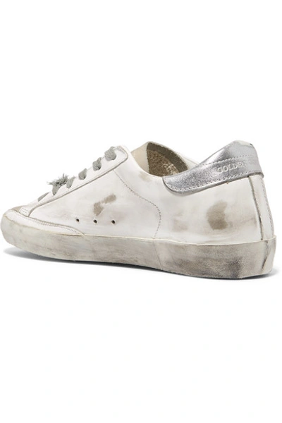 Shop Golden Goose Superstar Distressed Printed Leather Sneakers In White