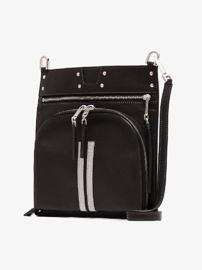 Shop Rick Owens Black Moon Pocket Leather Cross Body Bag