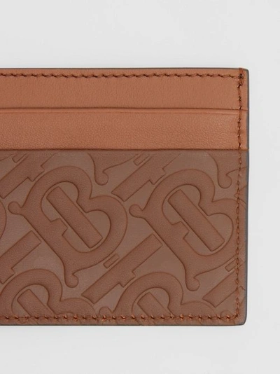 Shop Burberry Monogram Leather Card Case In Dark Tan