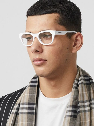 Shop Burberry Square Optical Frames In White