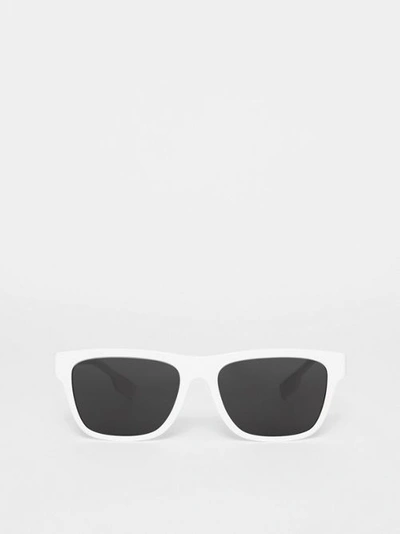 Shop Burberry Square Frame Sunglasses In White