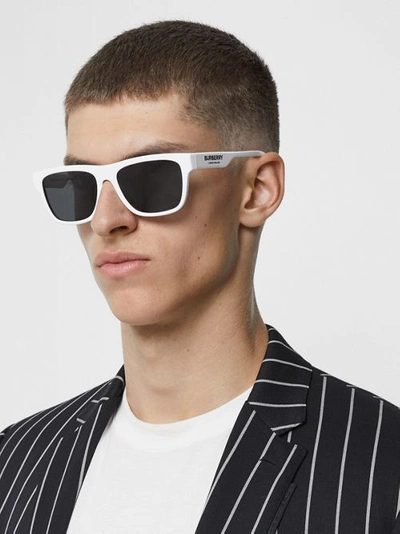 Shop Burberry Square Frame Sunglasses In White