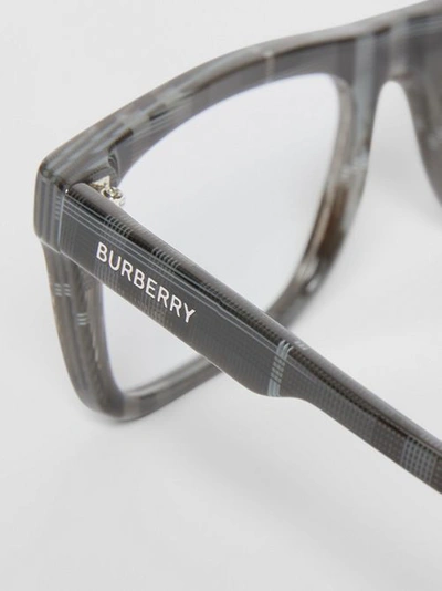 Shop Burberry Vintage Check Rectangular Optical Frames In Charcoal