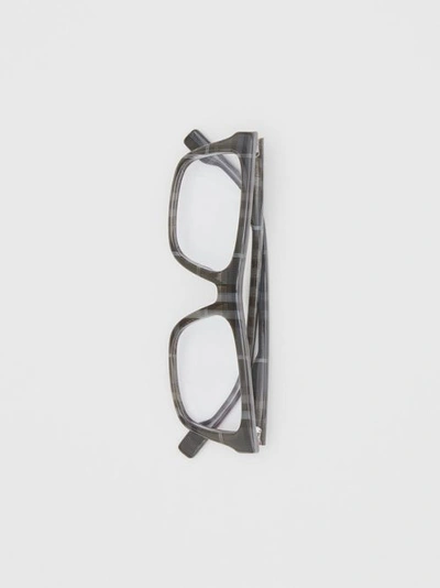 Shop Burberry Vintage Check Rectangular Optical Frames In Charcoal