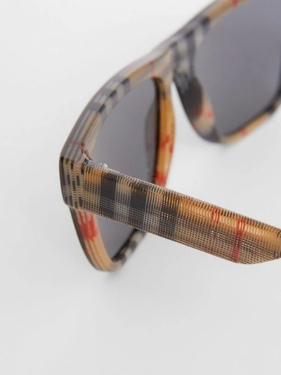 Burberry Be4293 Top Black On Vintage Check Male Sunglasses In Black/beige