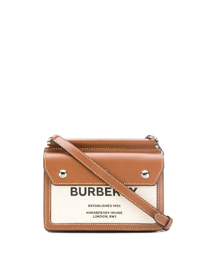 Shop Burberry Title Crossbody Bag - Brown