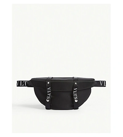 Shop Valentino Branded Belt Bag In Black