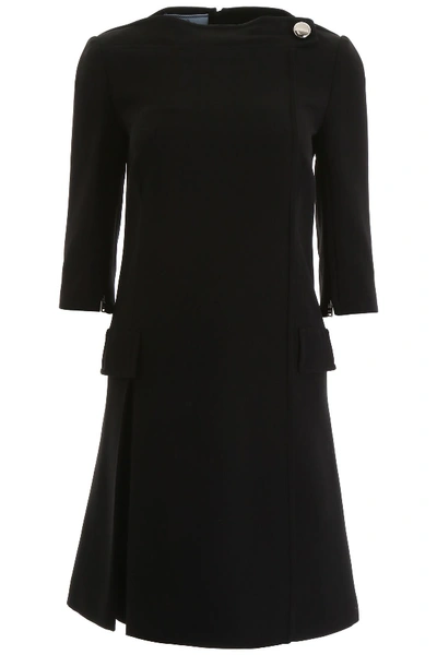 Shop Prada Cady Dress In Nero (black)
