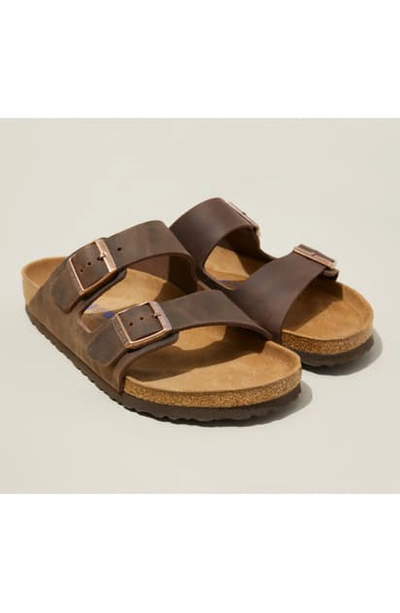 Shop Birkenstock Arizona Soft Slide Sandal In Mink Brown