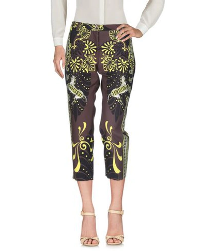 Shop Versace Cropped Pants & Culottes In Dark Brown