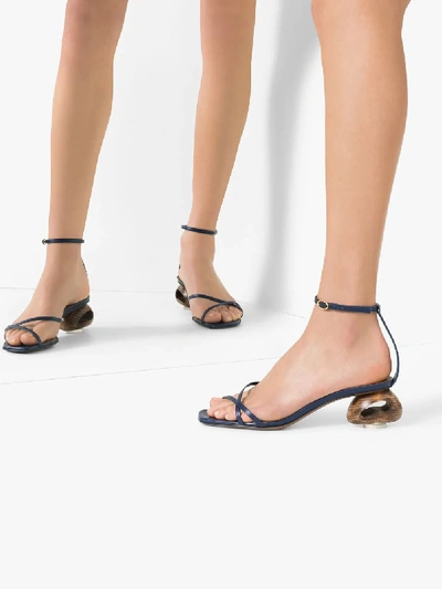 Shop Neous Blue Phippium 55 Leather Sandals