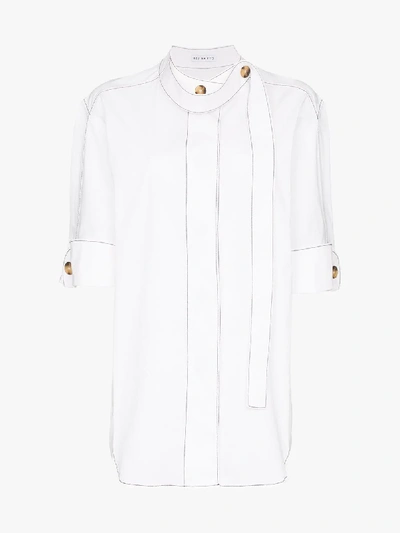 Shop Rejina Pyo Front Tie Oversized Shirt In White