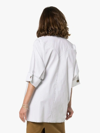 Shop Rejina Pyo Front Tie Oversized Shirt In White