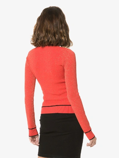 Shop Off-white Swans Intarsia Lurex Sweater In Red