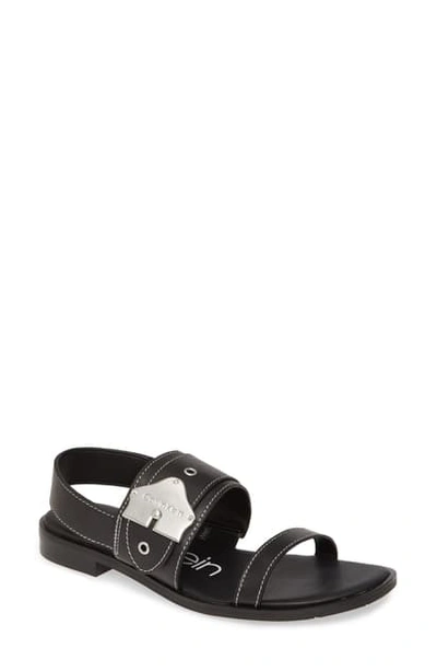 Shop Calvin Klein Telisha Sandal In Black Leather