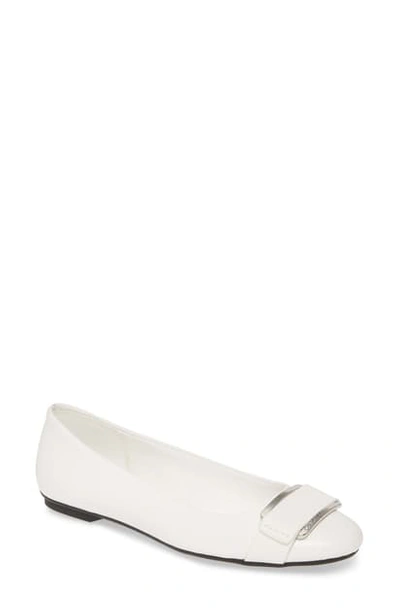 Shop Calvin Klein Oneta Ballet Flat In White Leather