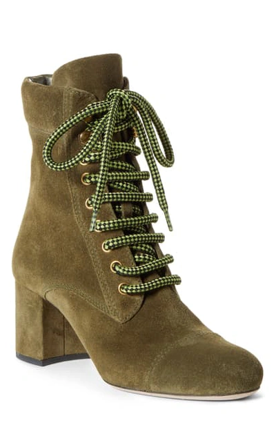 Shop Miu Miu Nevermind Bootie In Muschio