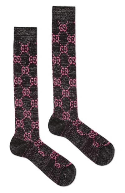 Shop Gucci Logo Socks In Ivory/ Black