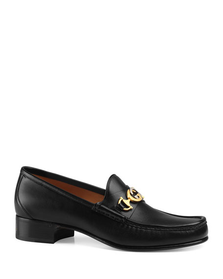 leather loafer with interlocking g horsebit