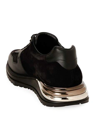 Shop Ferragamo Men's Brooklyn Gancio Sneakers In Black
