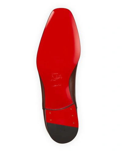 Shop Christian Louboutin Greggo Patina Calf Leather Red Sole Oxford In Brown