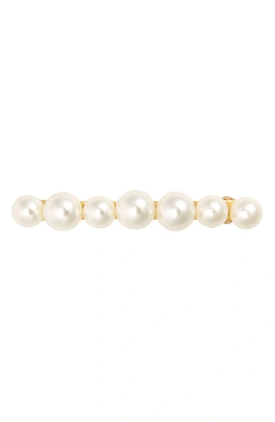 Shop Jennifer Behr Gretel Imitation Pearl Barrette In Gold