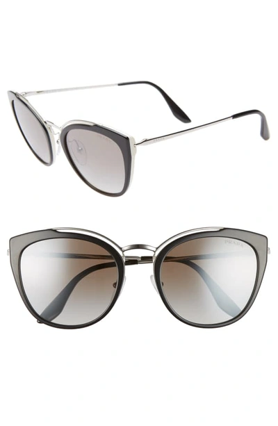 Shop Prada 54mm Gradient Cat Eye Sunglasses In Black/ Silver Gradient Mirror